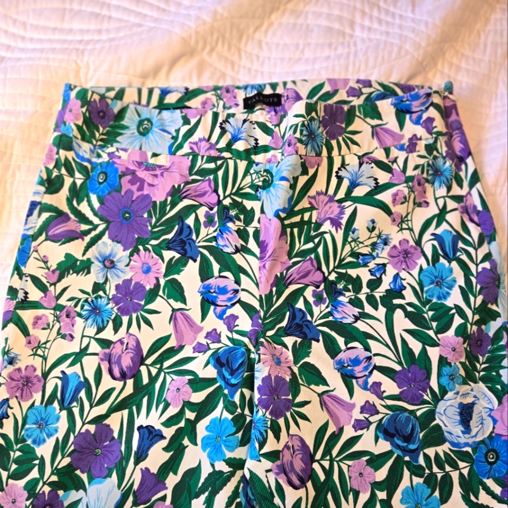 Talbots Women’s Chatham Ankle Pant Size 14 Blue & Purple Floral Print